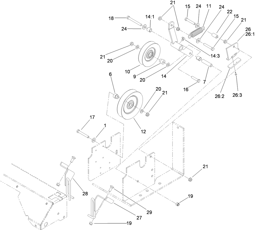 Idler Assembly Diagram and Parts List for 74296 (311000001-311999999)(2011) Toro Lawn Mower