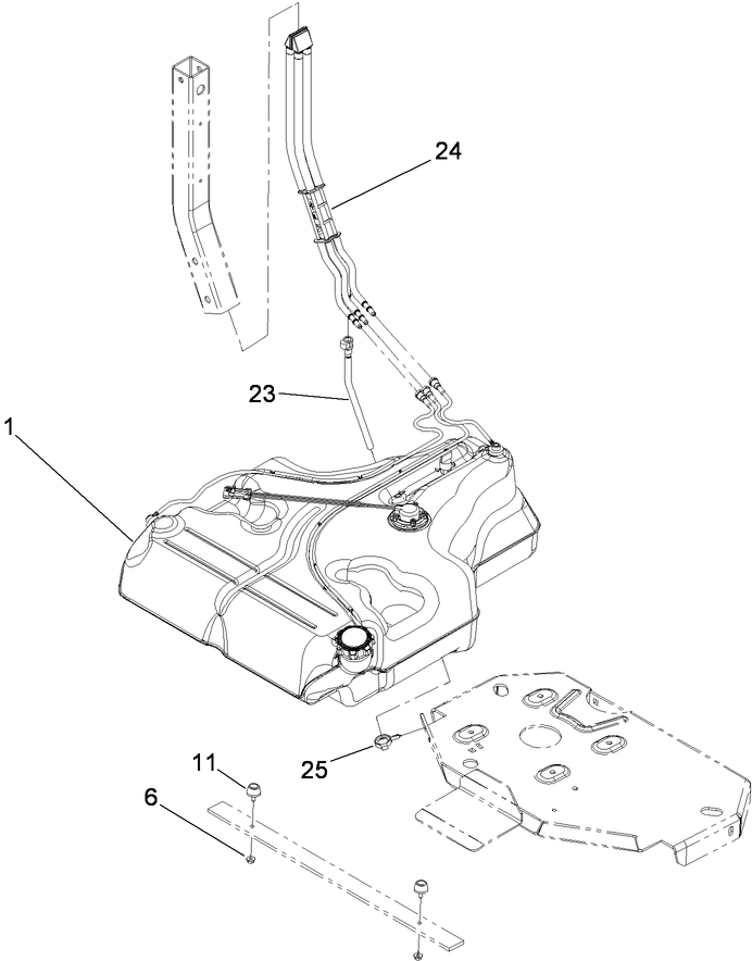 Fuel System Assembly Diagram and Parts List for 74955CP (290000001-290999999)(2009) Toro Lawn Mower