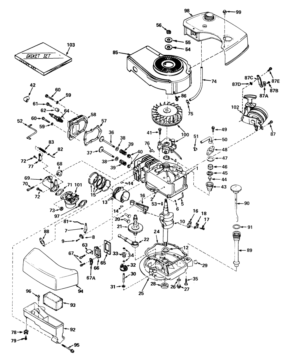 Engine Tecumseh Model No. Tnt 120-12003 Diagram and Parts List for 20440 5000001 - 5999999 Toro Lawn Mower