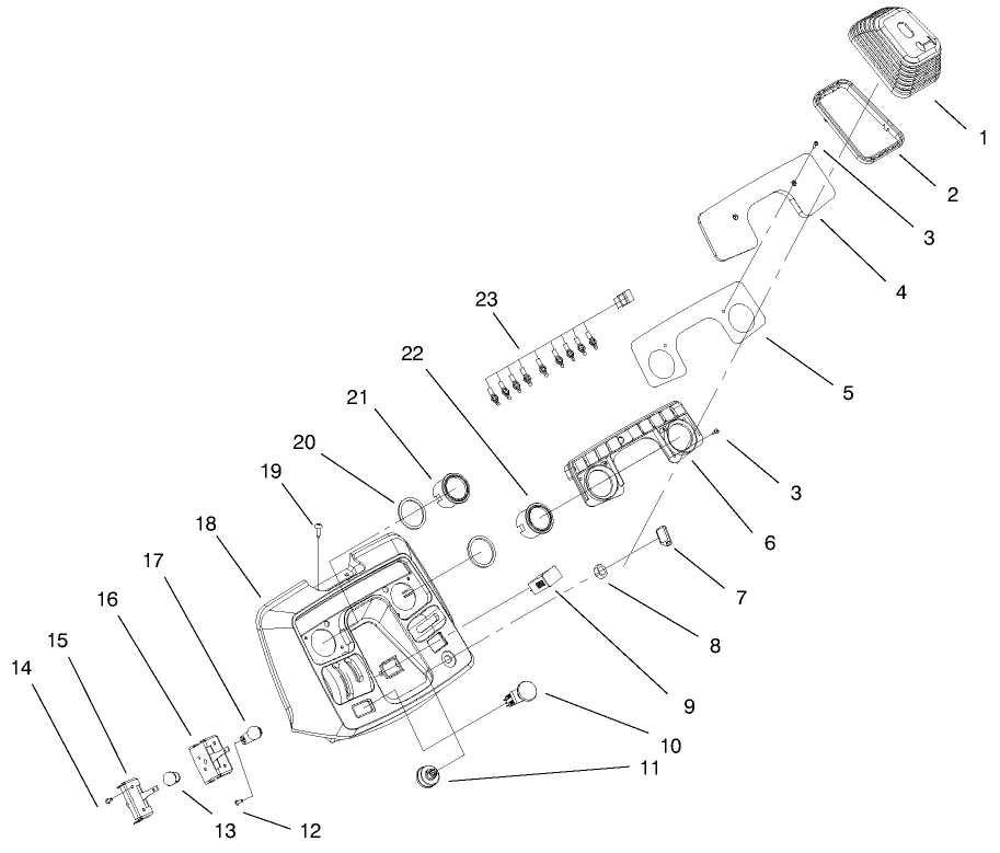 Dash Assembly Diagram and Parts List for 73561 9900001 - 9999999 Toro Lawn Tractor