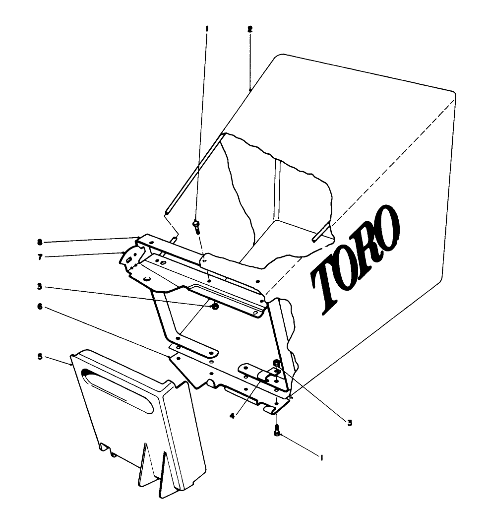 Grass Bag Assembly No. 6-7859 Diagram and Parts List for 20765 0000001 - 0999999 Toro Lawn Mower