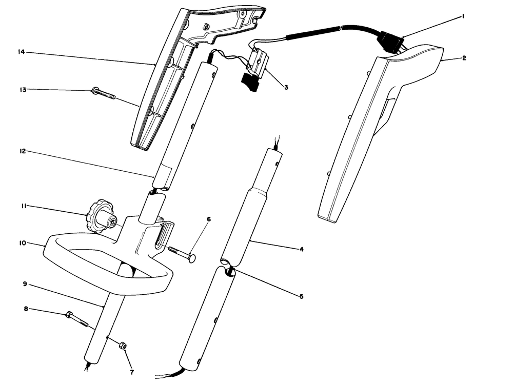 Handle Assembly Diagram and Parts List for 51318C 6000001 - 6999999 Toro Trimmer