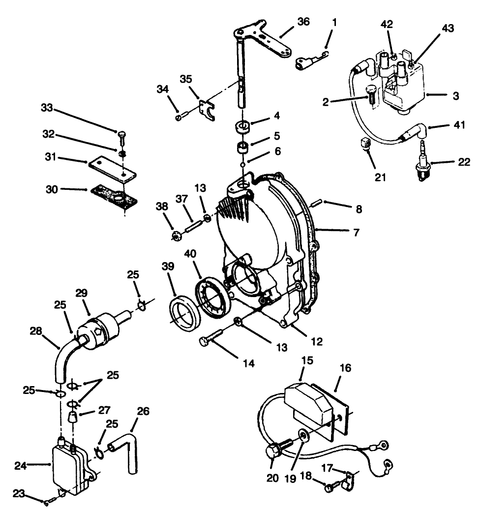 Ignition Control-Onan P220g Type I/10808d Diagram and Parts List for 30620 490001 - 499999 Toro Lawn Tractor