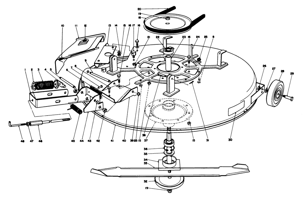 Mower Assembly Diagram and Parts List for 56138 5000001 - 5999999 Toro Lawn Tractor