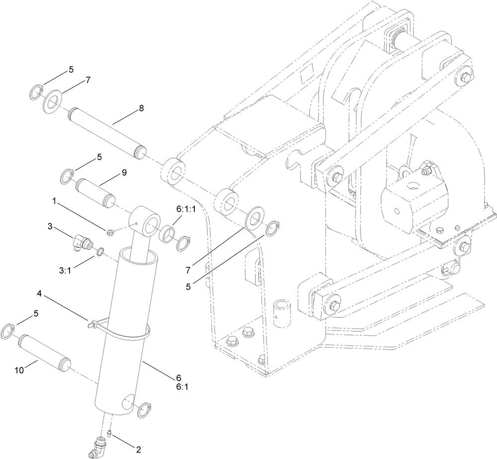 Plow Cylinder Assembly Diagram and Parts List for 25402 400000000 - 999999999 Toro Lawn Tractor Accessories