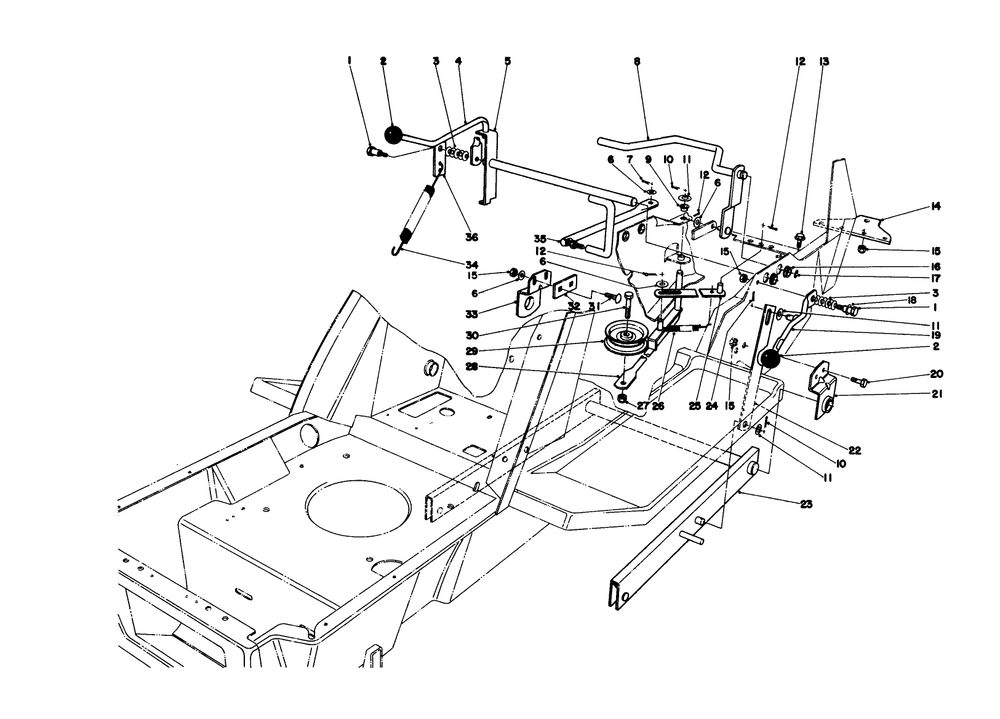 Shift & Clutch Assembly Diagram and Parts List for 57360 9000001 - 9999999 Toro Lawn Tractor