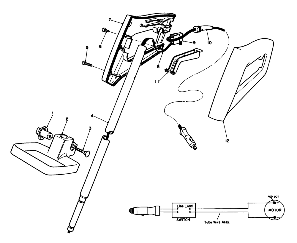 Handle Assembly Diagram and Parts List for 51720 0000001 - 0999999 Toro Trimmer