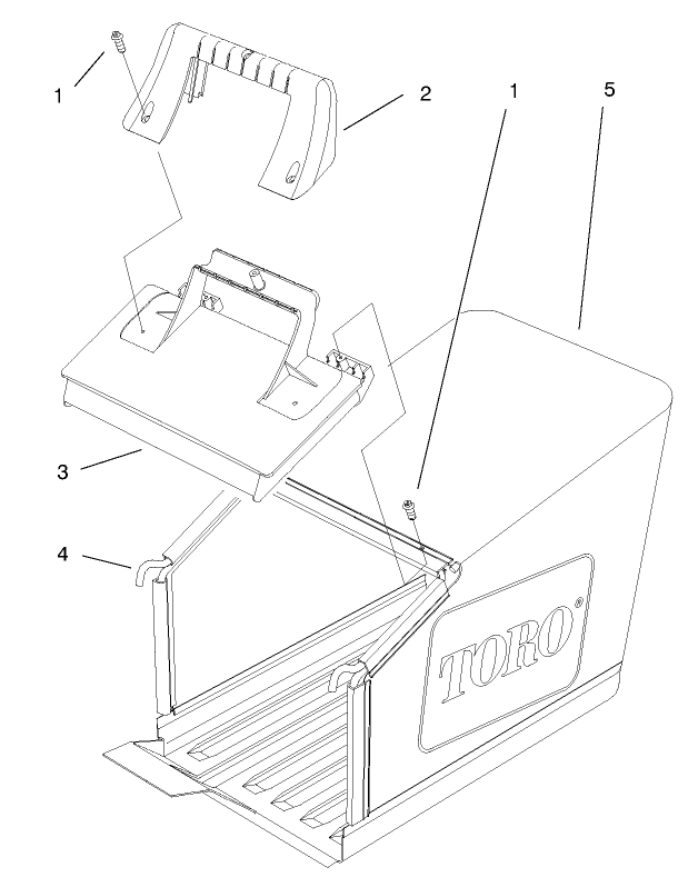 Bag Components Assembly Diagram and Parts List for 20913 890000001 - 899999999 Toro Lawn Mower