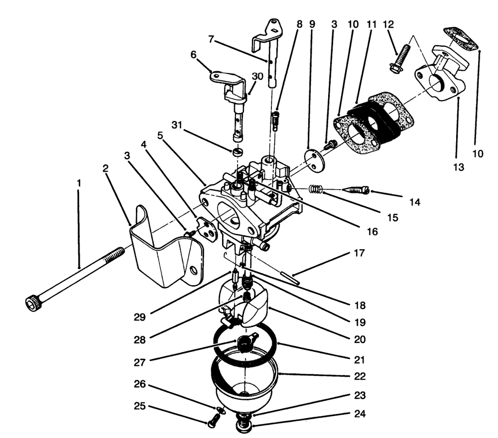 Carburetor Assembly Model No. 47ps5-4 Diagram and Parts List for 38180 6900001 - 6999999 Toro Snow Blower