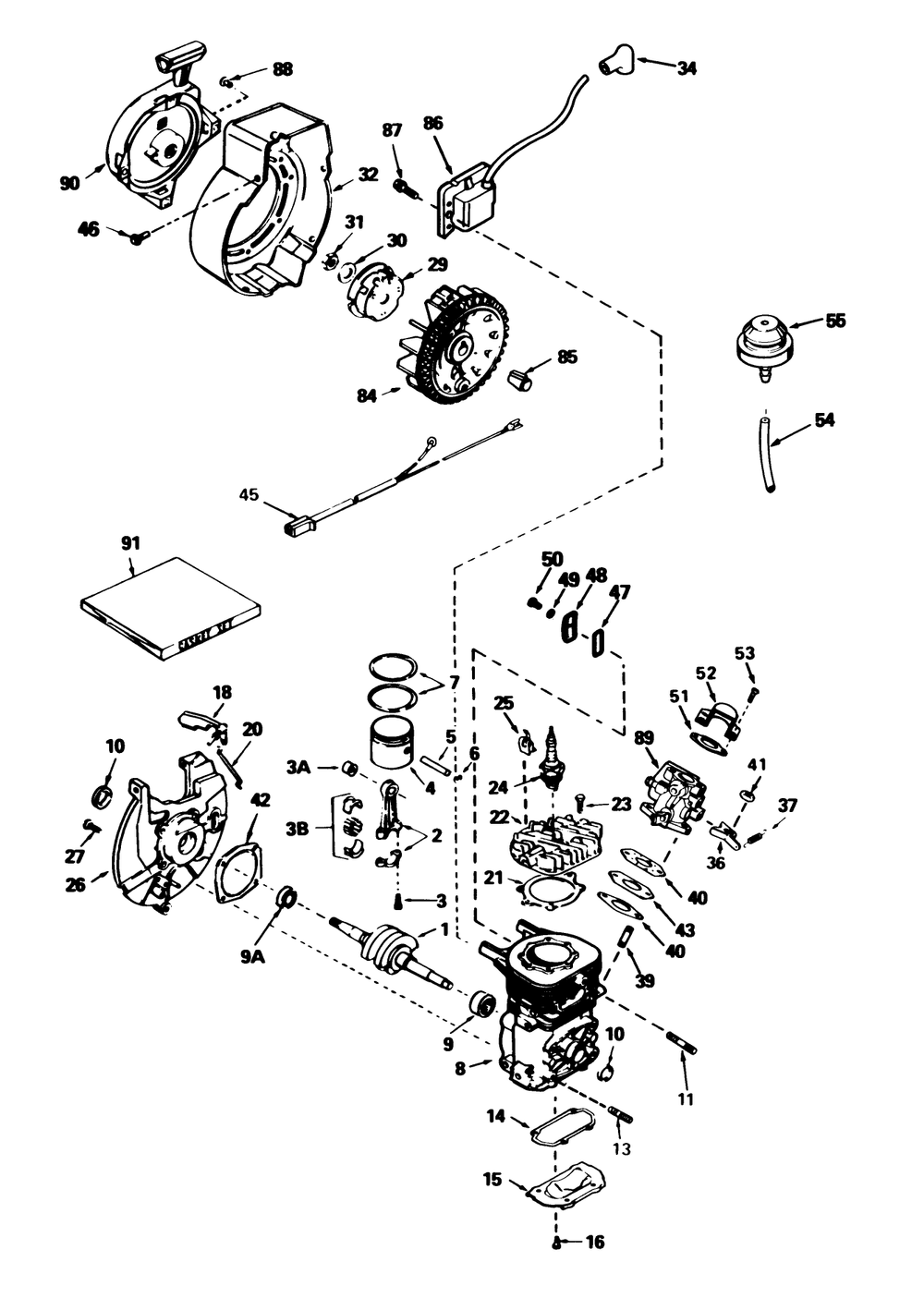 Engine Tecumseh Model No. Ah-600 Type 1622 Diagram and Parts List for 38165 6000001 - 6999999 Toro Snow Blower