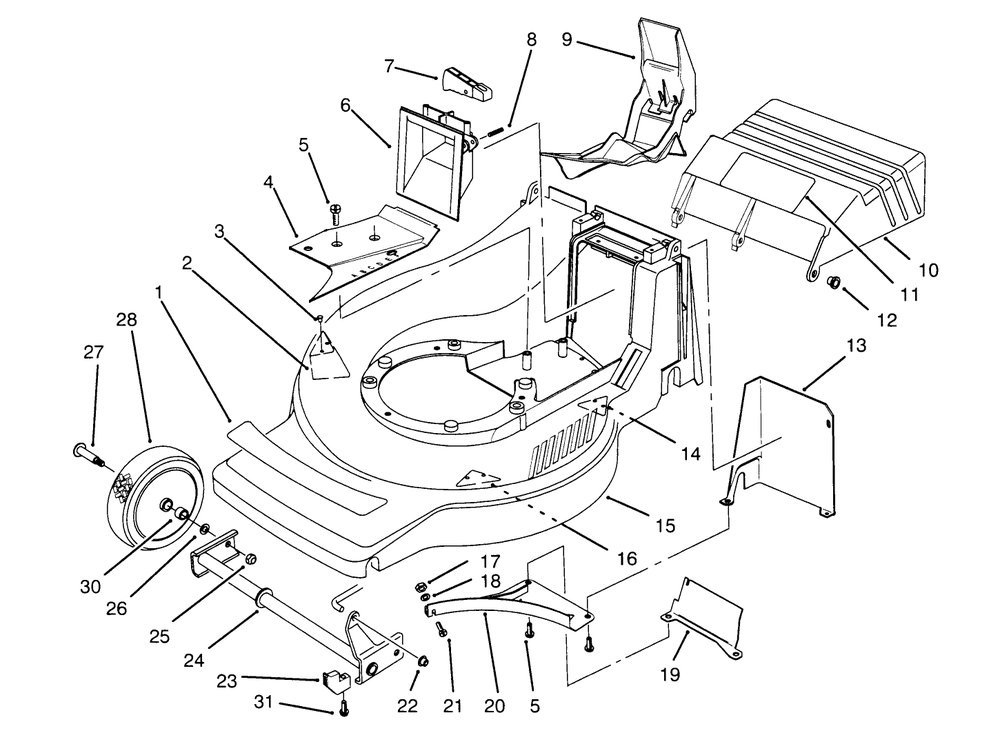 Housing Assembly Diagram and Parts List for 21010BC 5900001 - 5999999 Toro Lawn Mower
