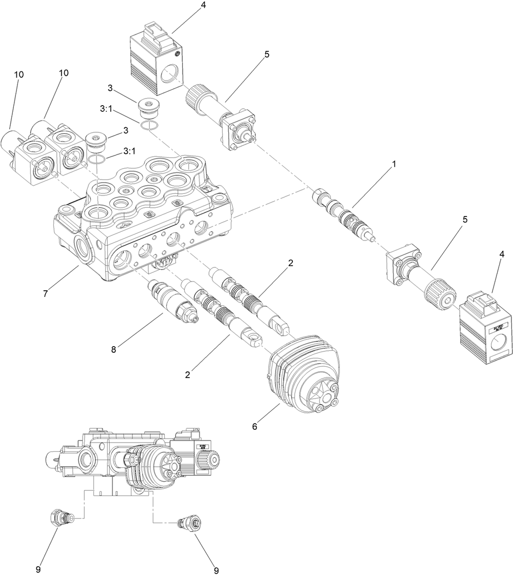 Hydraulic Loader Valve Assembly No. 144-2909 Diagram and Parts List for 22219 400000000 - 999999999 Toro Lawn Tractor Accessories