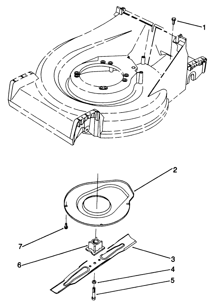 Blade & Shield Assembly Diagram and Parts List for 22581 1000001 - 1999999 Toro Lawn Mower