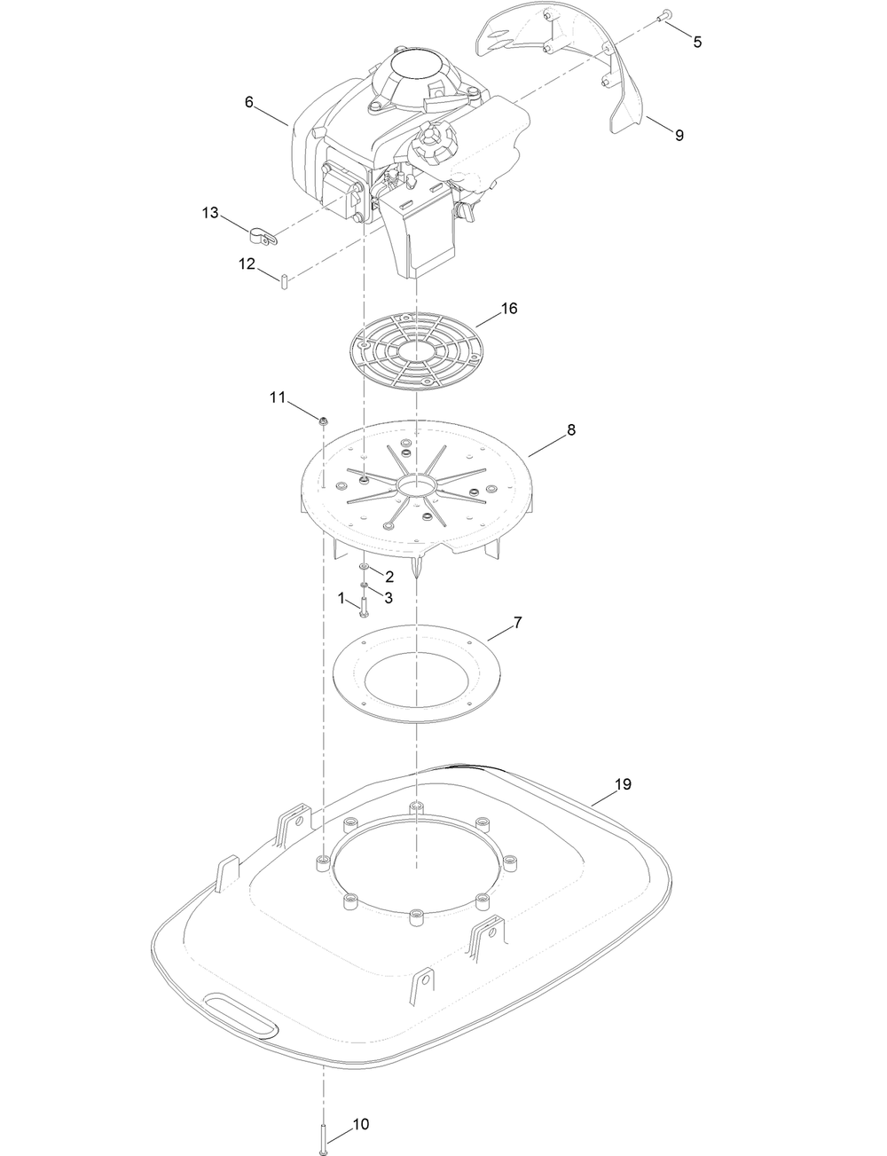 Engine And Deck Assembly Diagram and Parts List for 2600 313000001 - 313999999 Toro Lawn Tractor Accessories