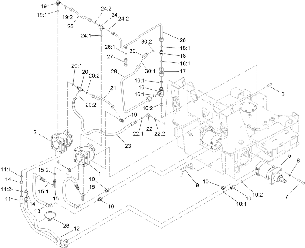 Traction Hydraulic Assembly Diagram and Parts List for 22342HA 400000000 - 411759999 Toro Lawn Tractor Accessories