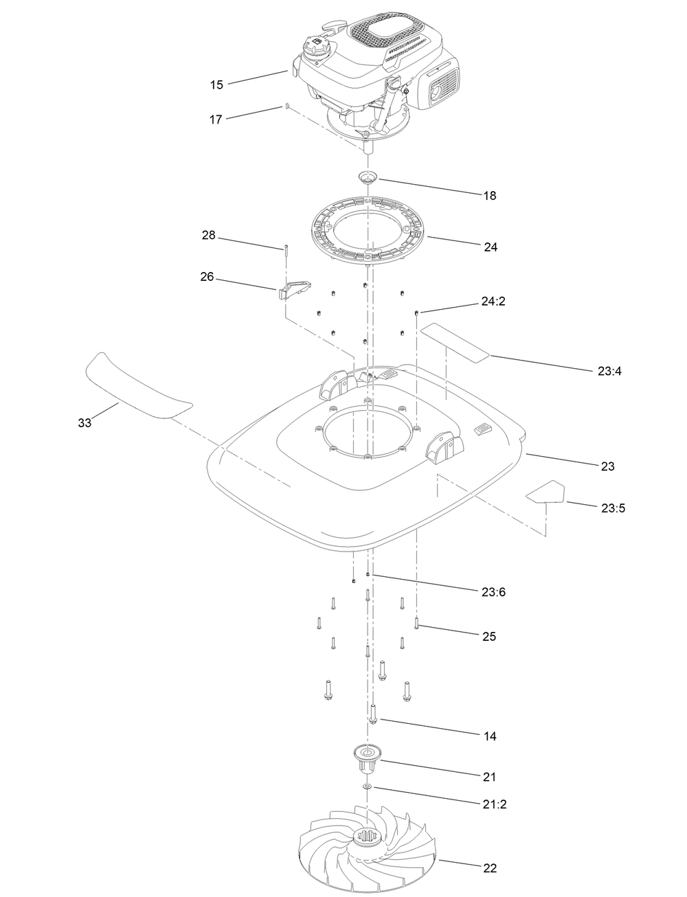 Engine And Deck Assembly Diagram and Parts List for 2617 400000000 - 999999999 Toro Lawn Tractor Accessories