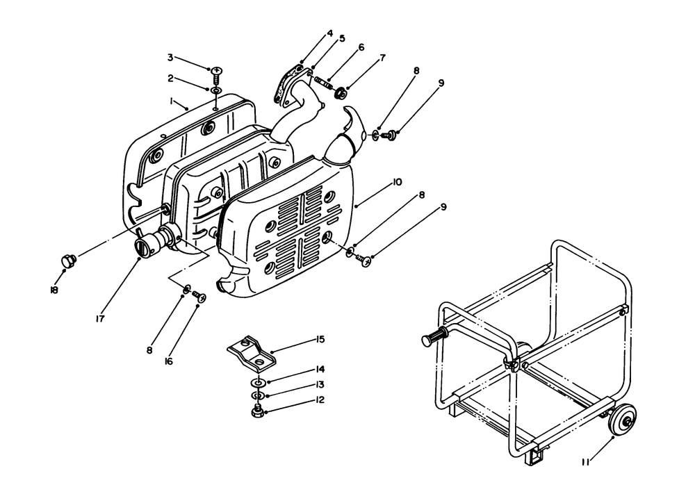 Muffler-Exhaust Assembly Diagram and Parts List for 62012 4000001 - 4999999 Toro Generator