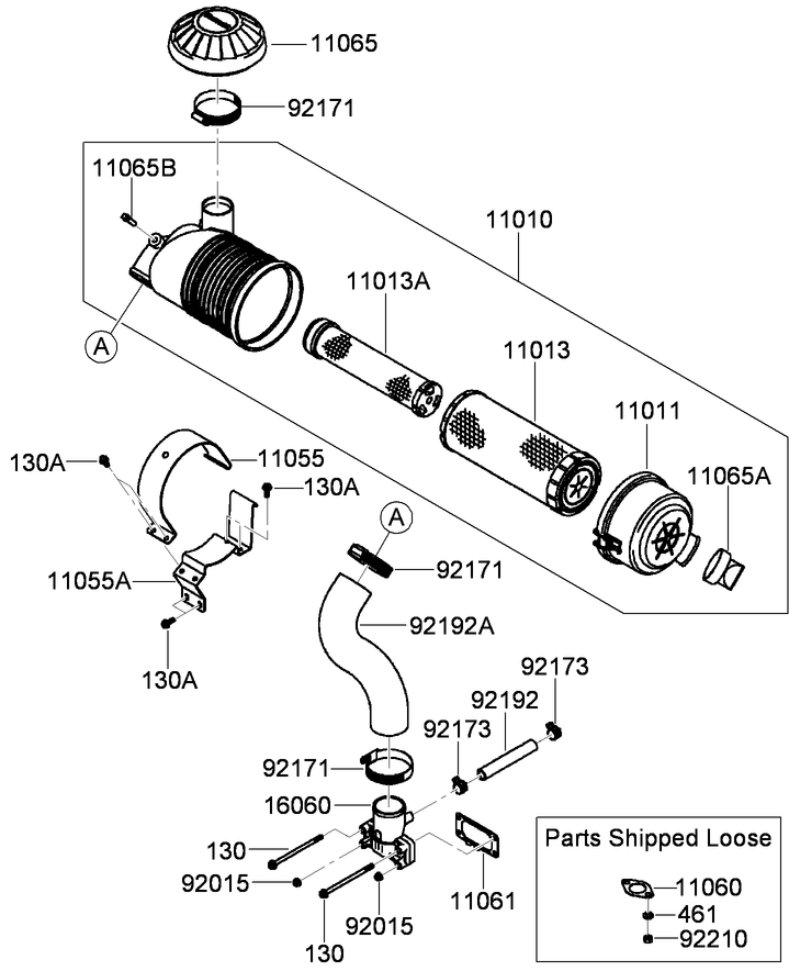 Air Filter And Muffler Assembly Diagram and Parts List for 22974 400000000 - 401999999 Toro Lawn Tractor Accessories