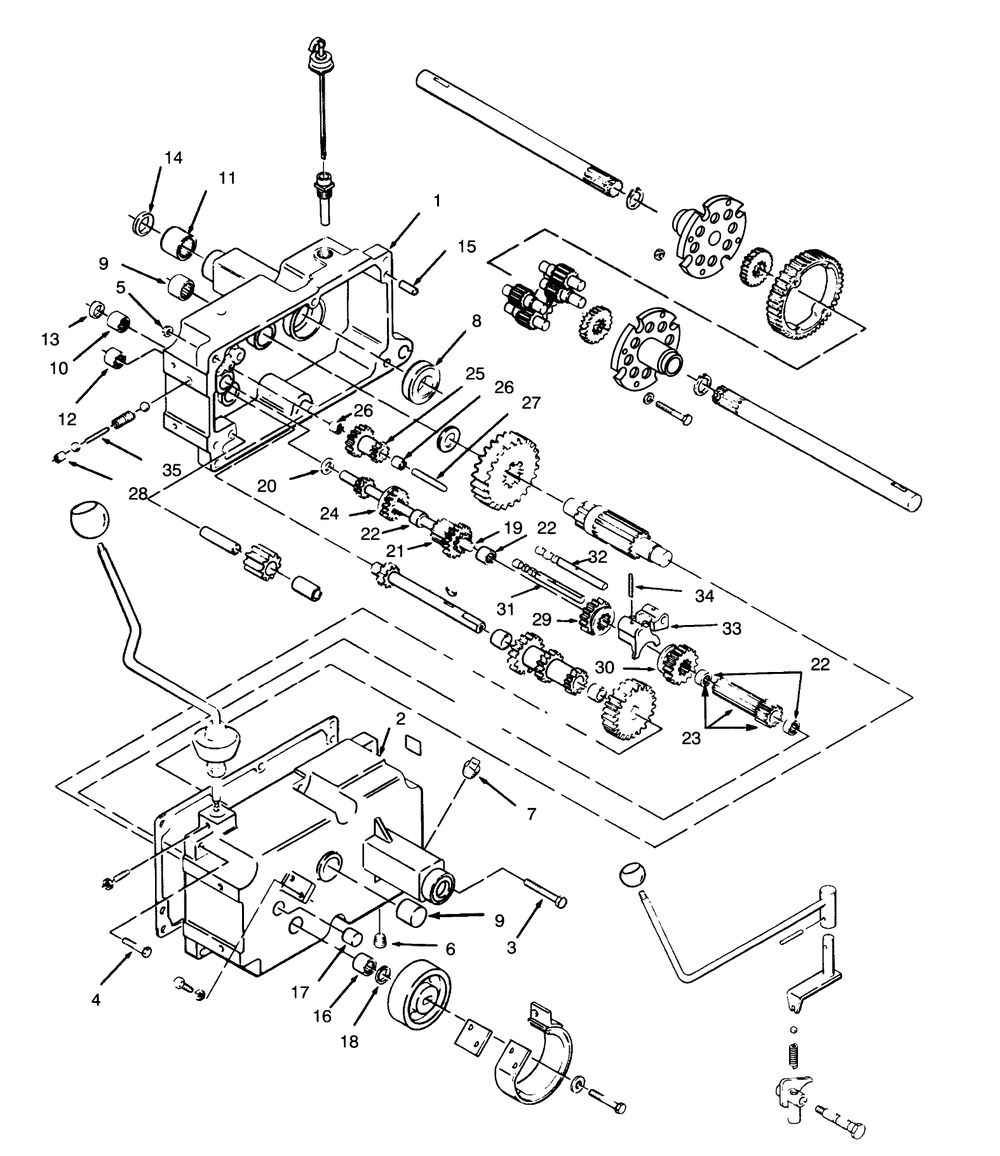 Transmission 8-Speed Diagram and Parts List for 73400 6900001 - 6999999 Toro Lawn Tractor