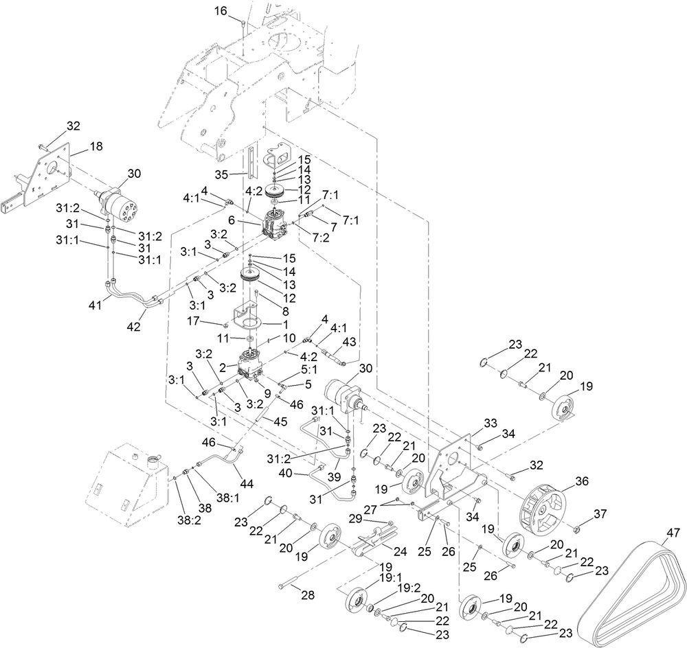 Track Drive Assembly Diagram and Parts List for 22972 402461470 - 404709999 Toro Lawn Tractor Accessories