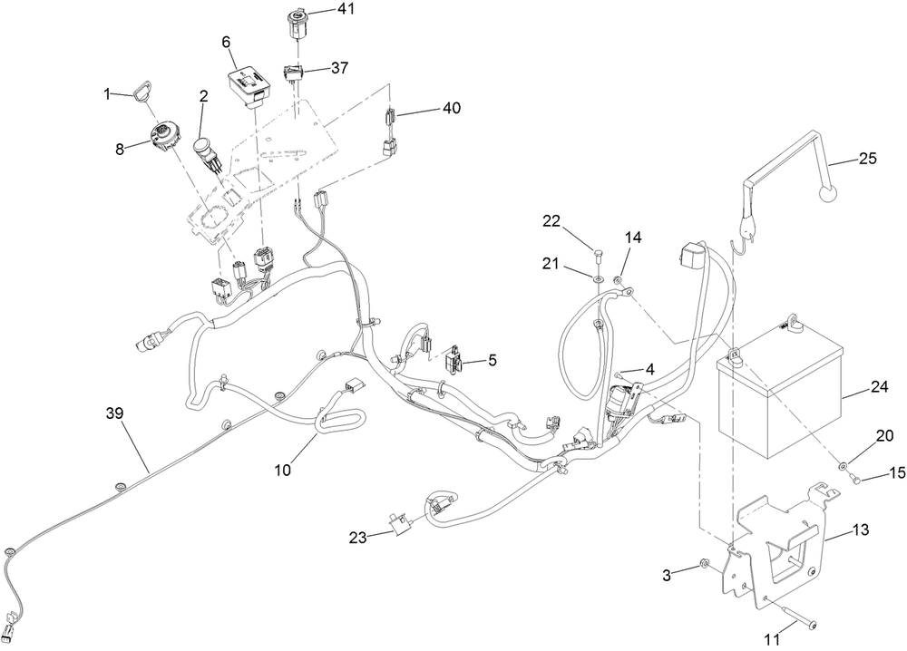 Electrical Assembly Diagram and Parts List for 77290 410200000-999999999 Toro Lawn Tractor