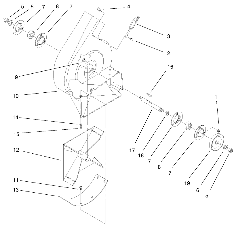 Blower Housing Assembly Diagram and Parts List for 79305 9900001 - 9999999 Toro Lawn Tractor Accessories