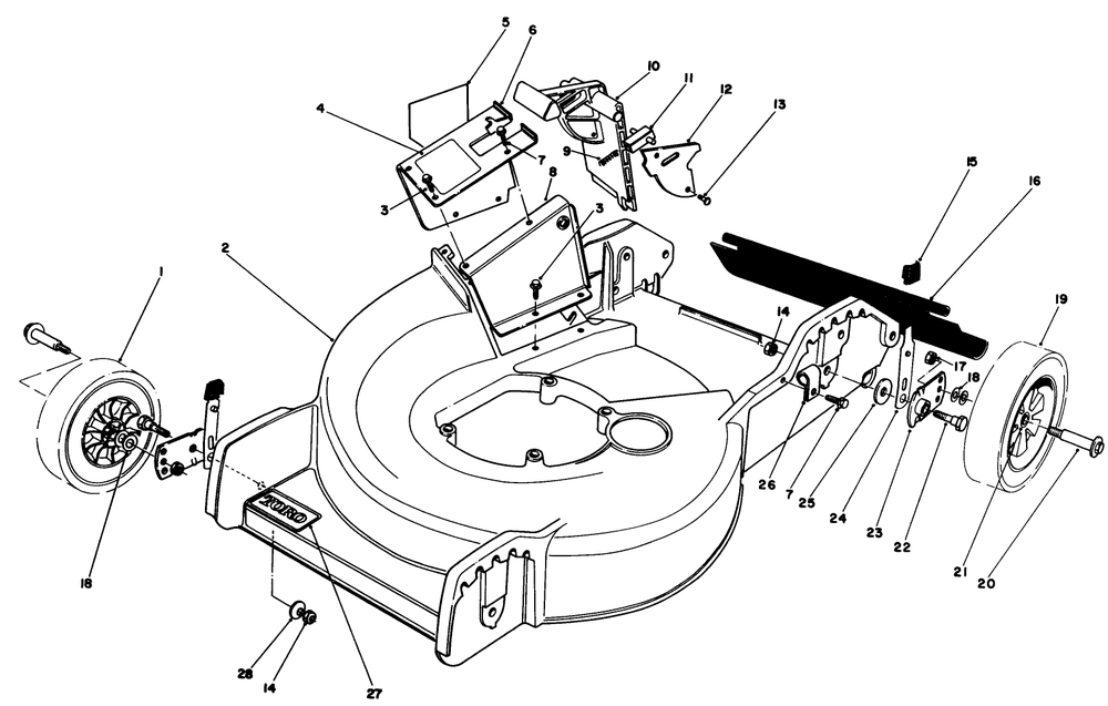 Housing Assembly Diagram and Parts List for 20574 9000001 - 9999999 Toro Lawn Mower