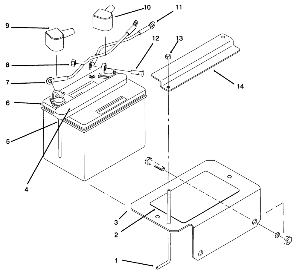 Battery Assembly Diagram and Parts List for 30181 59000001 - 59999999 Toro Lawn Tractor Accessories