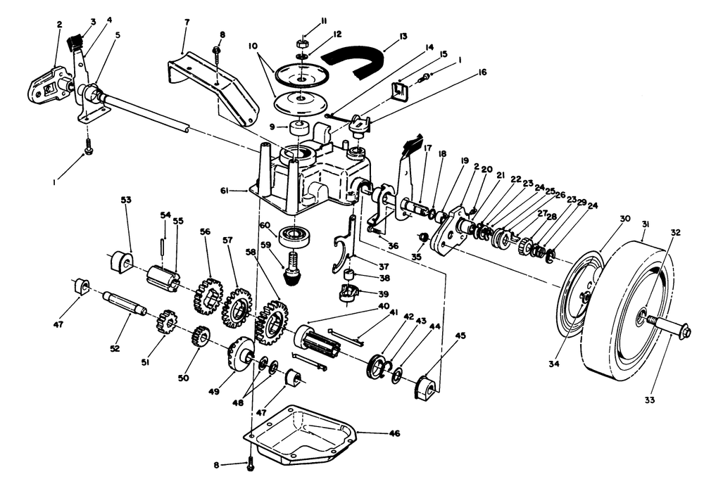 Gear Case Assembly Diagram and Parts List for 26641 9000001 - 9999999 Toro Lawn Mower