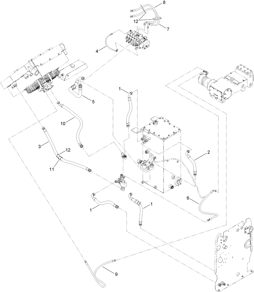Hydraulic Tank Hose Plumbing Assembly Diagram and Parts List for 23898 400000000 - 999999999 Toro Lawn Tractor Accessories