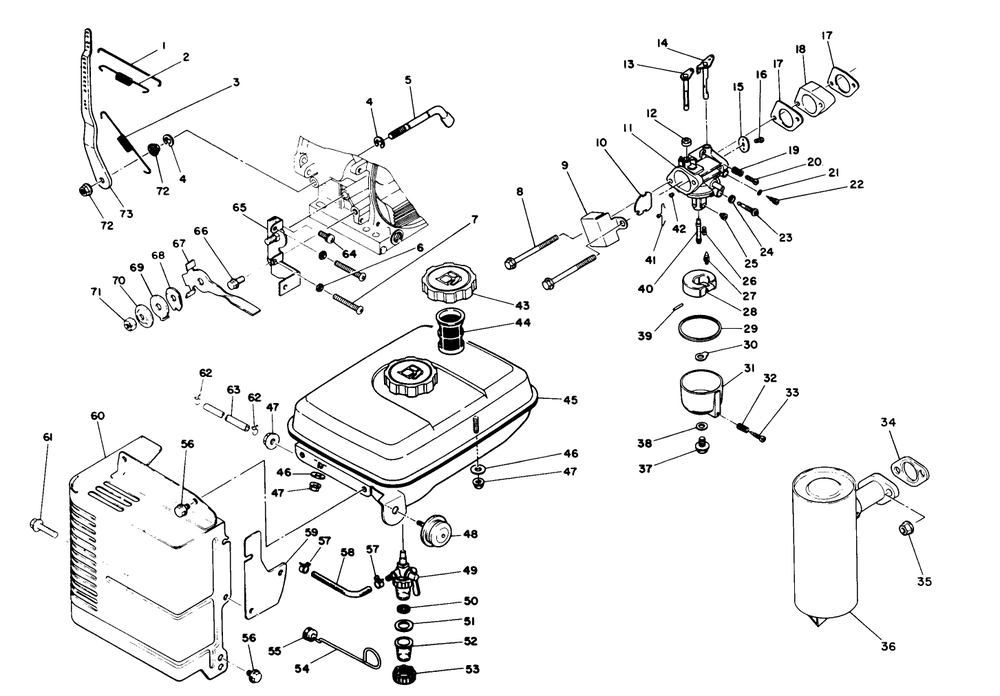 Engine No. 68-8290 Fuel System & Muffler (Cont.) (Serial No. 9000331 & Up) Diagram and Parts List for 38545 9000001 - 9999999 Toro Snow Blower