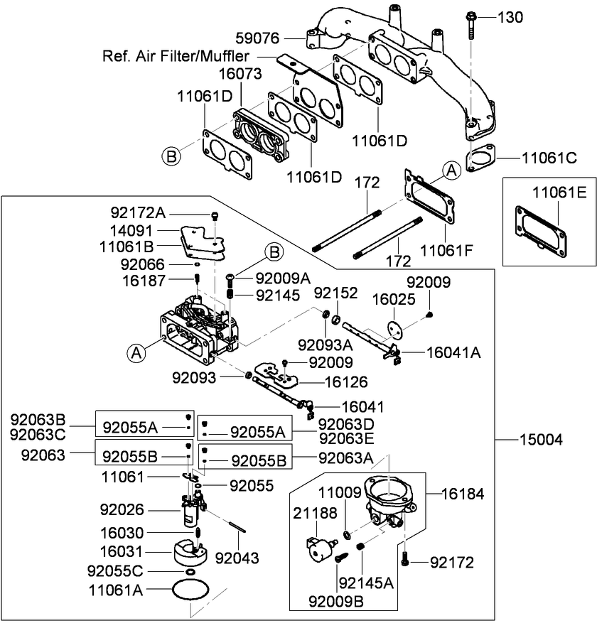 Carburetor Assembly Diagram and Parts List for 74945CP (290000001-290999999)(2009) Toro Lawn Mower
