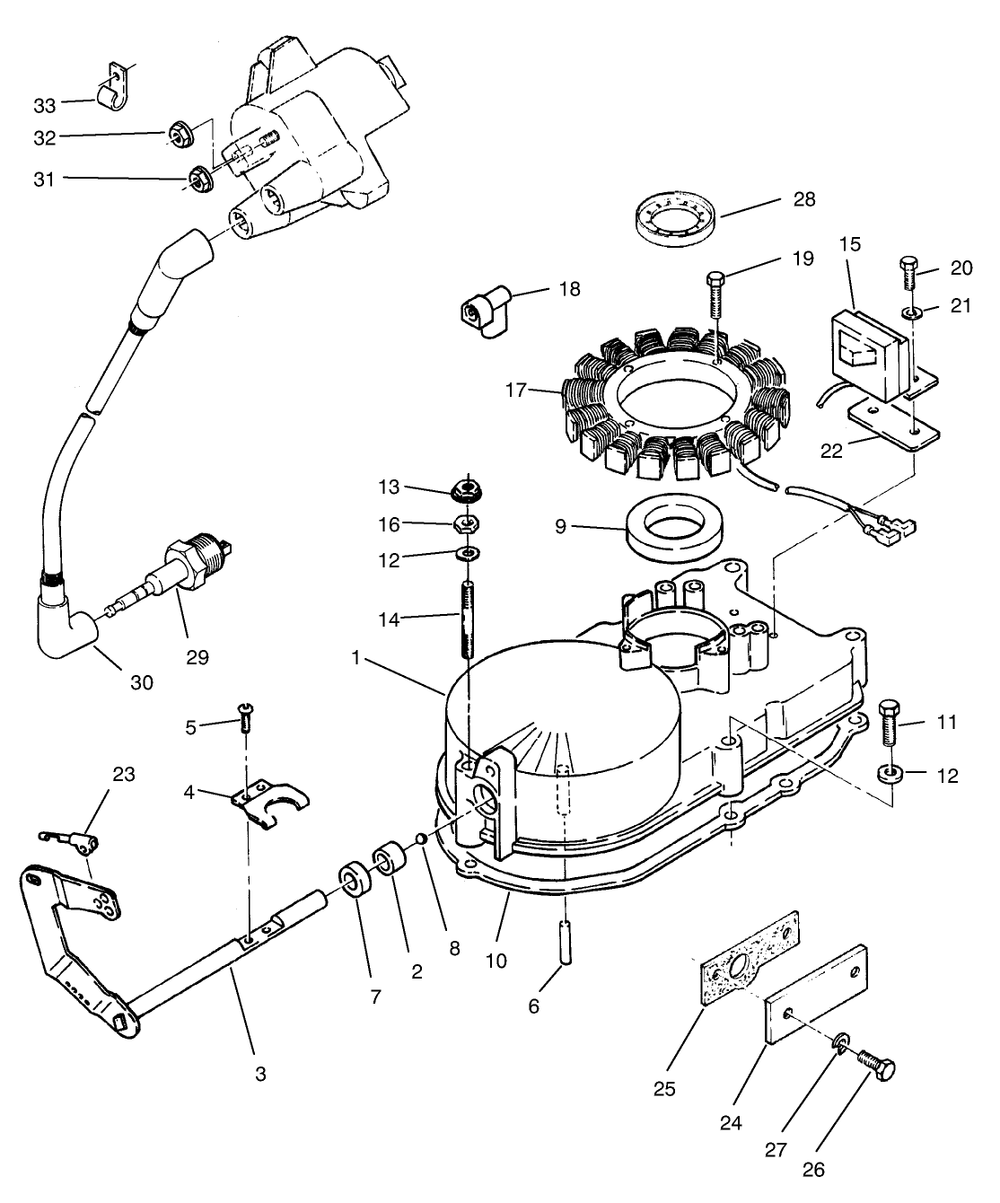 Gearcase & Ignition Assembly Diagram and Parts List for 74101 690001 - 699999 Toro Lawn Tractor