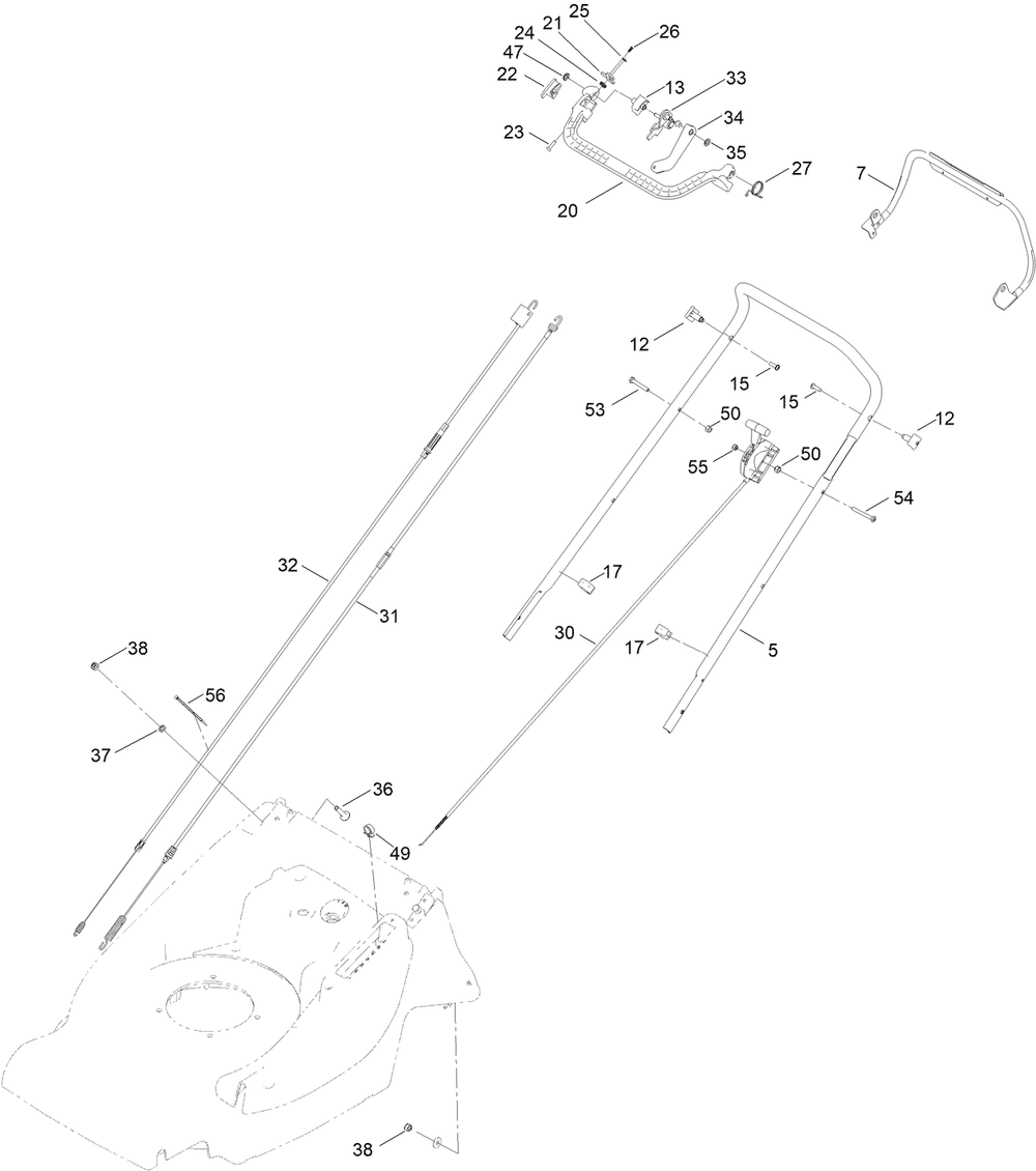 Handle Assembly Diagram and Parts List for 2657 410070000 - 999999999 Toro Lawn Mower