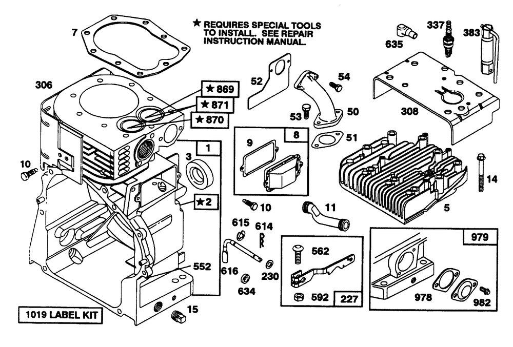 Engine Briggs & Stratton Models 252416-0756-01 & 252416-0757-01 Diagram and Parts List for 38580 5900001 - 5999999 Toro Snow Blower