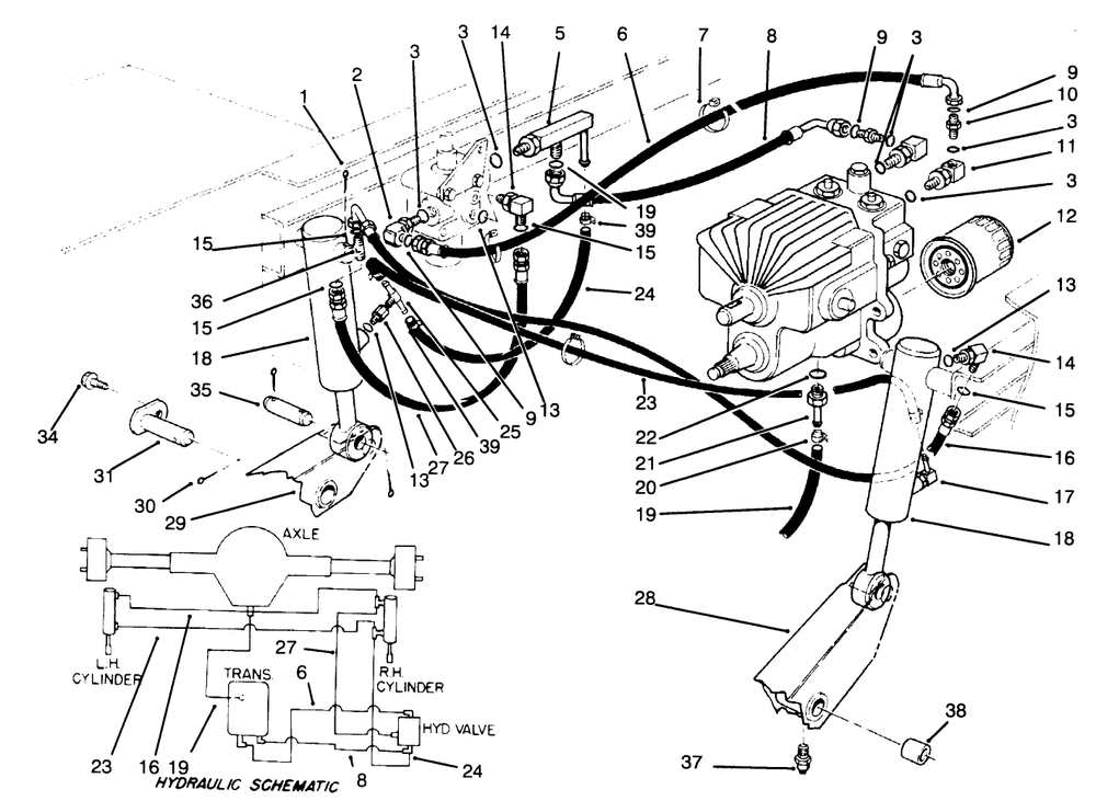 Hydraulic Valve & Lift Arm Cylinders Diagram and Parts List for 30620 690001 - 699999 Toro Lawn Tractor
