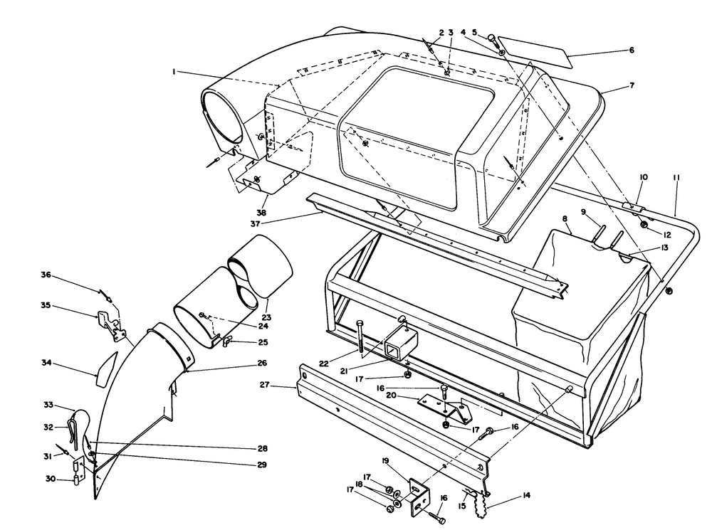 Twin Bagger Grass Catcher Model No. 59122 (Optional) Diagram and Parts List for 57365 6000001 - 6999999 Toro Lawn Tractor