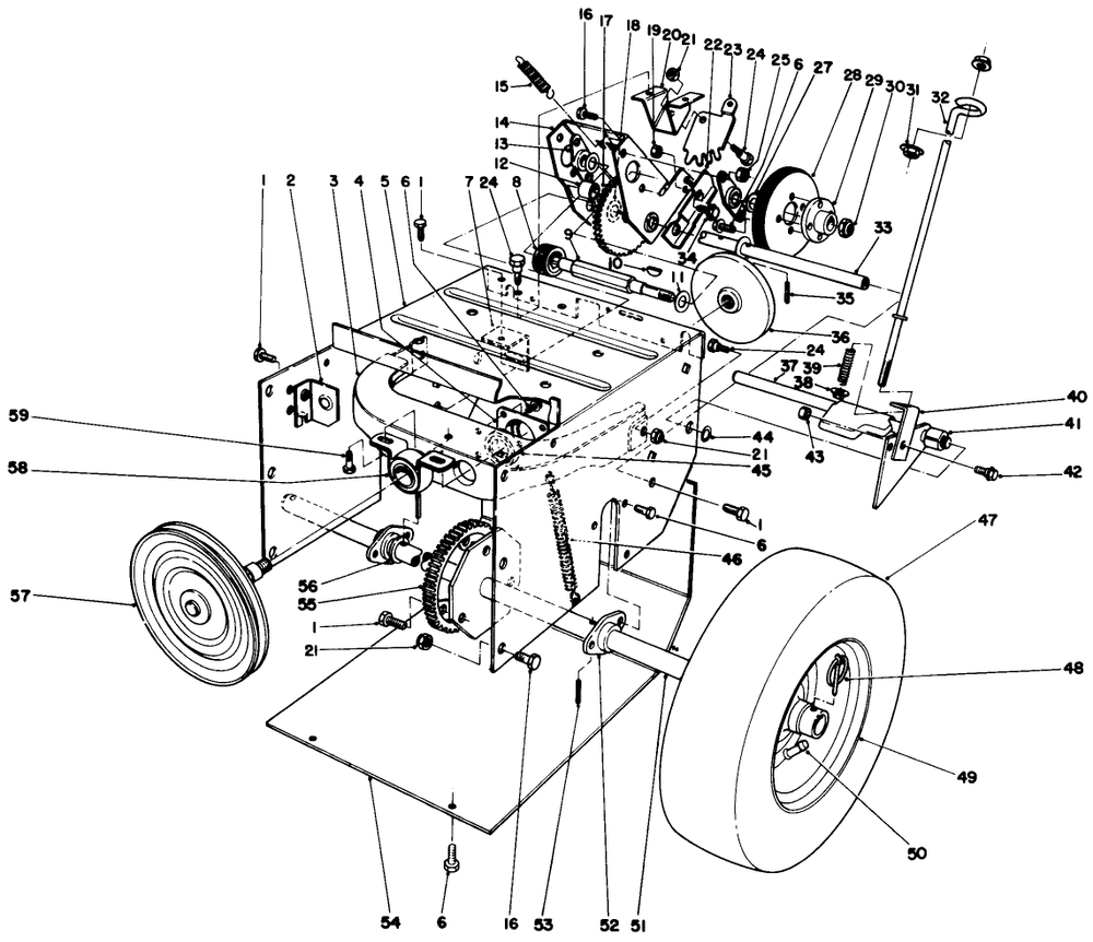 Traction Assembly Diagram and Parts List for 38056 0000001 - 0999999 Toro Snow Blower