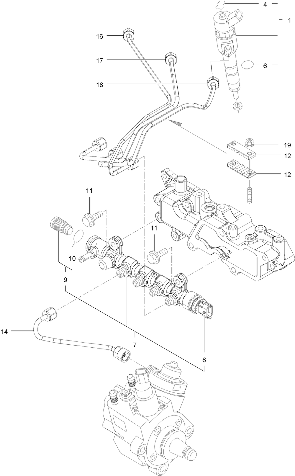 Fuel Injection Valve Assembly Diagram and Parts List for 72144 413000000 - 999999999 Toro Lawn Tractor