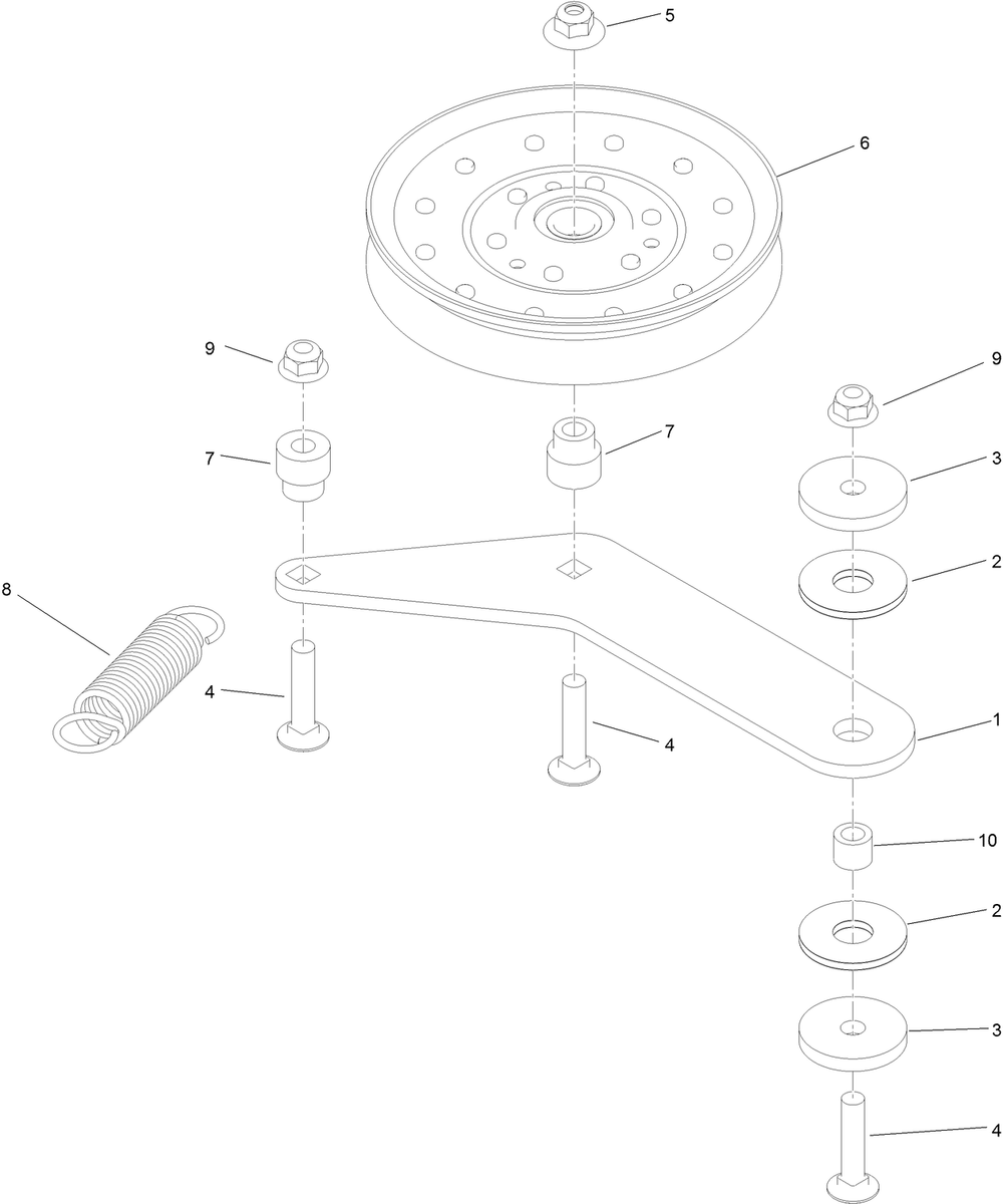 Right Hand Idler Assembly Diagram and Parts List for 74583 (314000001-314999999)(2014) Toro Lawn Mower