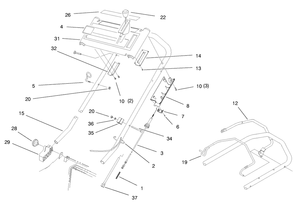 Handle Assembly Diagram and Parts List for 20914 7900001 - 7999999 Toro Lawn Mower