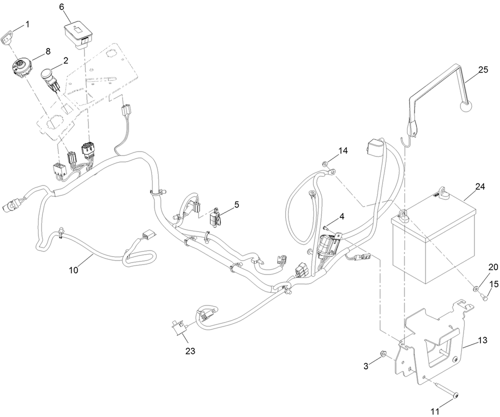 Electrical System Assembly Diagram and Parts List for 74463 404315000-999999999 Toro Lawn Tractor