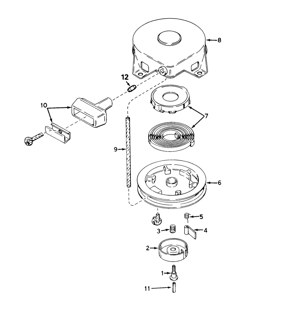 Rewind Starter No. 590420a Diagram and Parts List for 56125 7000001 - 7999999 Toro Lawn Tractor