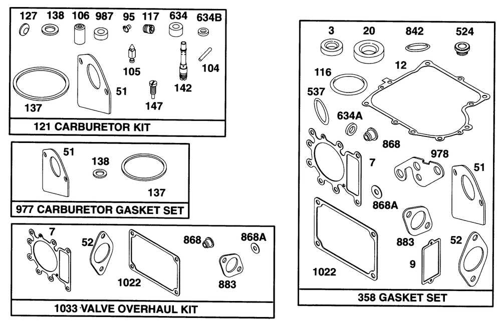 Engine Briggs & Stratton Model 28q777-0668-A1 Diagram and Parts List for 71196 6900001 - 6999999 Toro Lawn Tractor