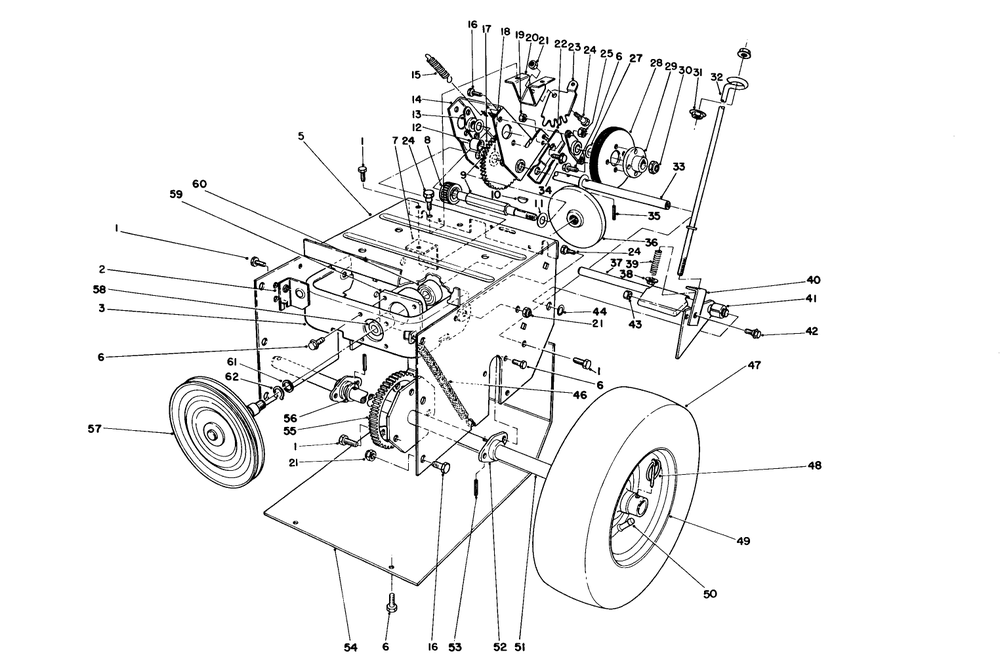 Traction Assembly Diagram and Parts List for 38073 3900001 - 3999999 Toro Snow Blower