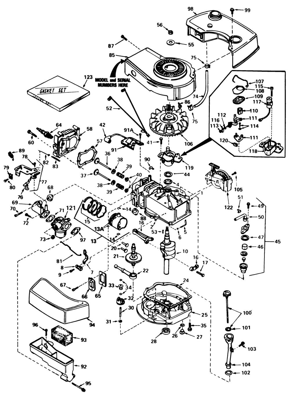 Engine Tecumseh Model No. Tnt 100-10079d Diagram and Parts List for 20700 2000001 - 2999999 Toro Lawn Mower