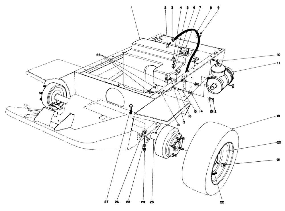 Gas Tank And Air Cleaner Assembly Diagram and Parts List for 30775 100001 - 199999 Toro Lawn Tractor