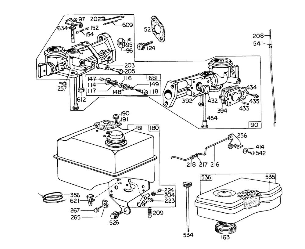 Carburetor Assembly Diagram and Parts List for 58114 5000001 - 5999999 Toro Tiller