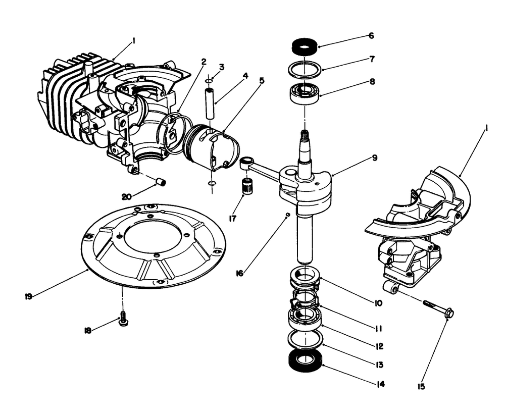 Crankshaft Assembly (Model No. 47pl0-3) Diagram and Parts List for 22036 1000001 - 1999999 Toro Lawn Mower