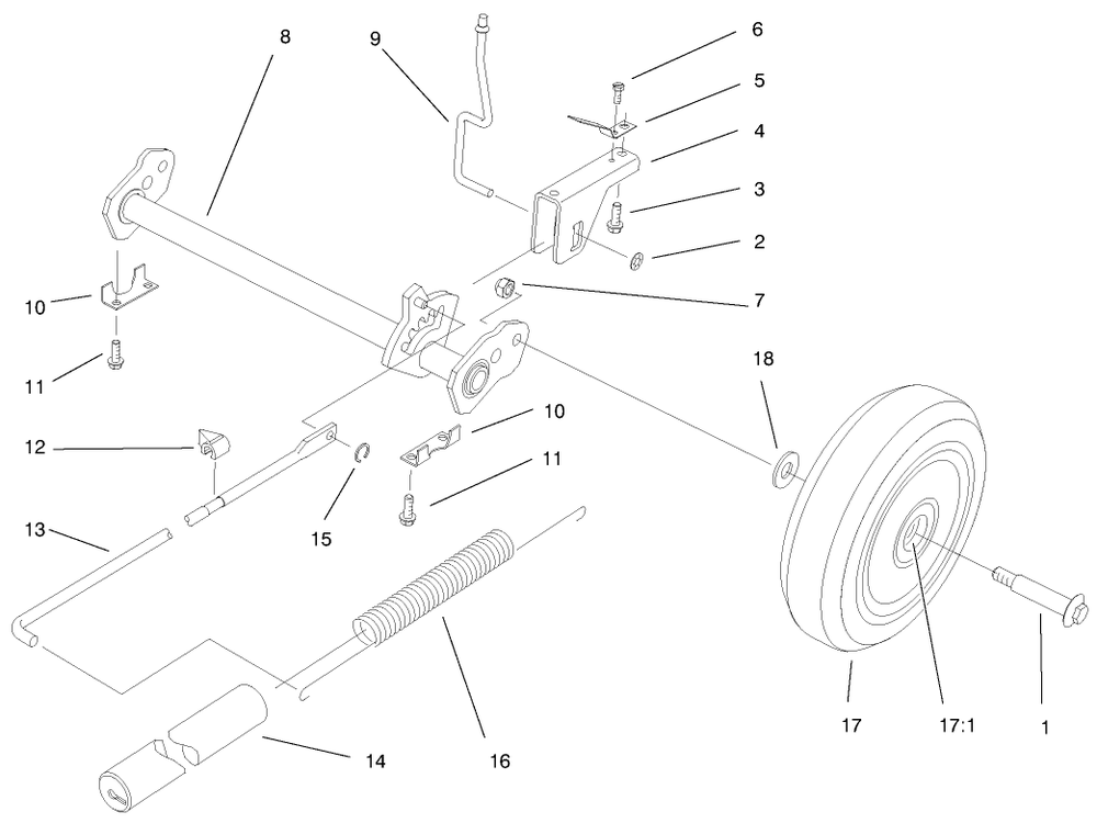 Deck Suspension Assembly Diagram and Parts List for 20913 99000001 - 99999999 Toro Lawn Mower